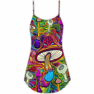 Hippie Mushroom Hypnotizing - V-neck Sleeveless Cami Dress - Owl Ohh - Owl Ohh