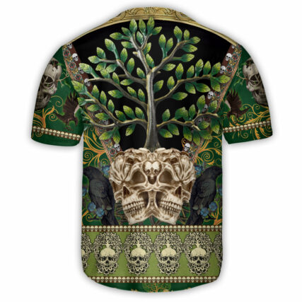 Skull Trees Style Love Green - Baseball Jersey - Owl Ohh - Owl Ohh