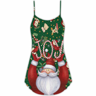 Christmas Santa Claus Lover Joy - V-neck Sleeveless Cami Dress - Owl Ohh - Owl Ohh
