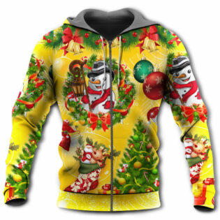 Christmas Funny Snowman Happy Christmas Tree Yellow Light - Hoodie - Owl Ohh - Owl Ohh