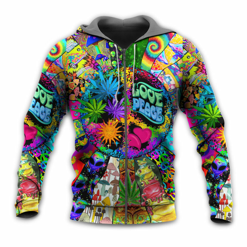 Hippie Alien Frogs Love Peace - Hoodie - Owl Ohh - Owl Ohh