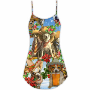 Chihuahua Dog Lover Christmas - V-neck Sleeveless Cami Dress - Owl Ohh - Owl Ohh