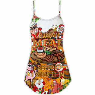 Food I Rub My Meat Christmas - V-neck Sleeveless Cami Dress - Owl Ohh - Owl Ohh