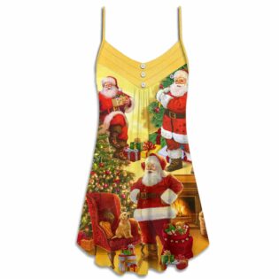 Christmas Santa Claus Story Happy Xmas Art Style - V-neck Sleeveless Cami Dress - Owl Ohh - Owl Ohh