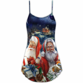Christmas Santa Claus Snow - V-neck Sleeveless Cami Dress - Owl Ohh - Owl Ohh