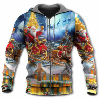 Christmas Santa Claus Snowman Family In Love Light Art Style - Hoodie - Owl Ohh - Owl Ohh