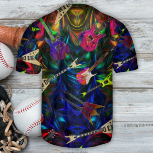 Guitar Neon Art Music Lover - Baseball Jersey - Owl Ohh - Owl Ohh