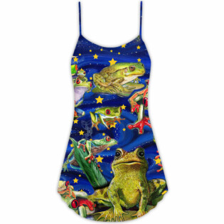 Frog Life Merry Christmas Snow - V-neck Sleeveless Cami Dress - Owl Ohh - Owl Ohh