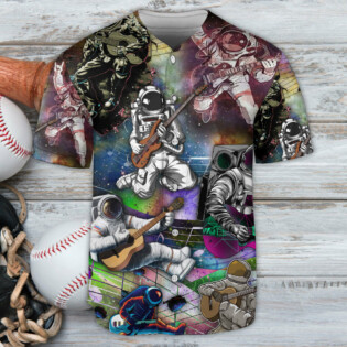 Guitar Galaxy Funny Astronaut Music Lover - Baseball Jersey - Owl Ohh - Owl Ohh
