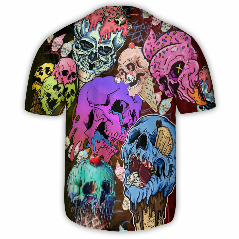 Skull And Ice Cream - Baseball Jersey - Owl Ohh - Owl Ohh