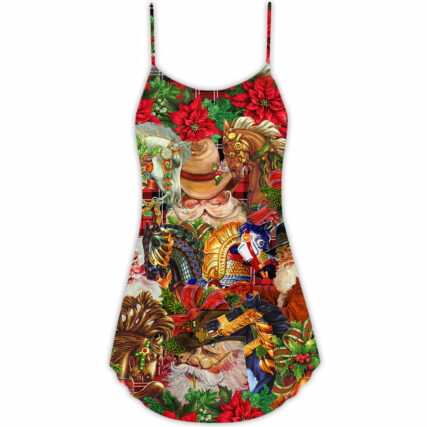 Santa Cowboy Red Style Merry Christmas - V-neck Sleeveless Cami Dress - Owl Ohh - Owl Ohh