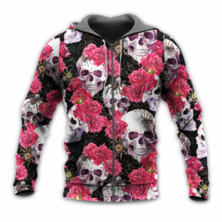 Skull And Roses With Spidy - Hoodie - Owl Ohh - Owl Ohh