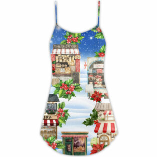 Baking Merry Christmas White Snow - V-neck Sleeveless Cami Dress - Owl Ohh - Owl Ohh