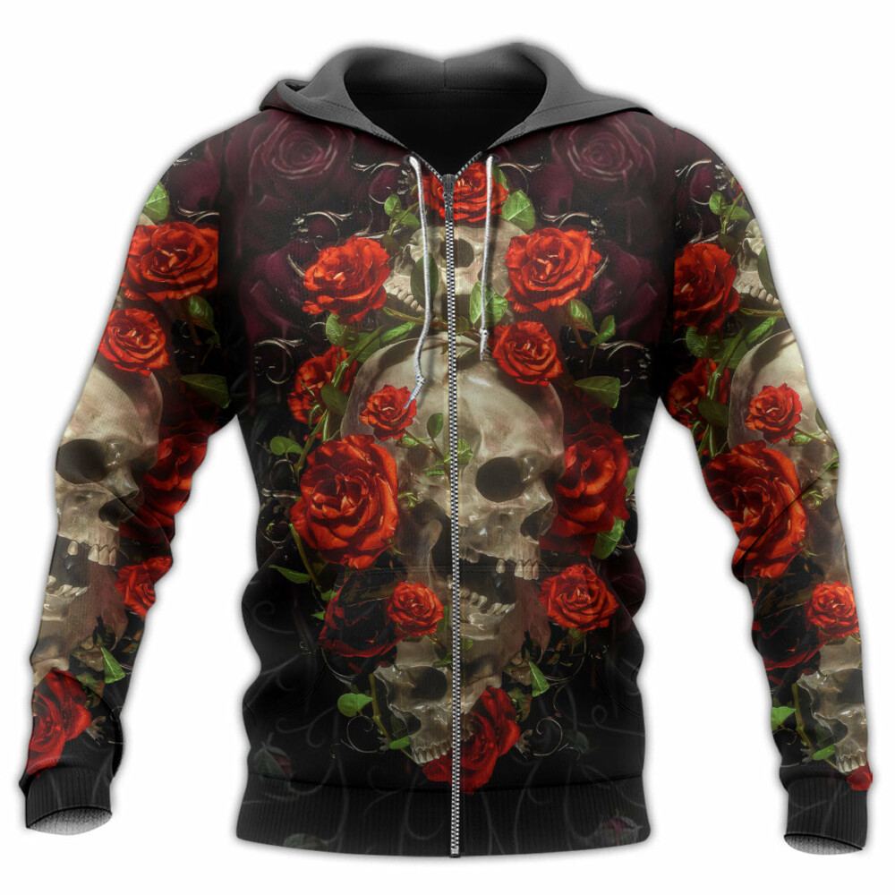 Skull And Roses Art - Hoodie - Owl Ohh - Owl Ohh