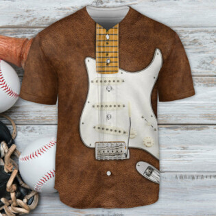 Guitar Leather Style Vintage Music Lover - Baseball Jersey - Owl Ohh - Owl Ohh