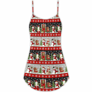 Christmas Santa Claus And Snowman Happy Xmas - V-neck Sleeveless Cami Dress - Owl Ohh - Owl Ohh