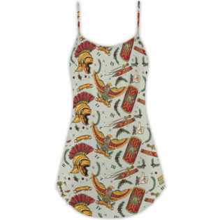 Christmas Spartan Warrior Symbols - V-neck Sleeveless Cami Dress - Owl Ohh - Owl Ohh