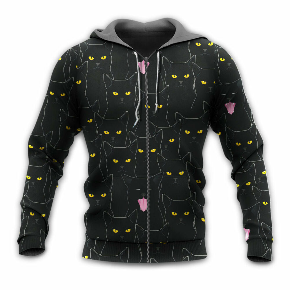 Black Cat Lovely Looking At You - Hoodie - Owl Ohh - Owl Ohh