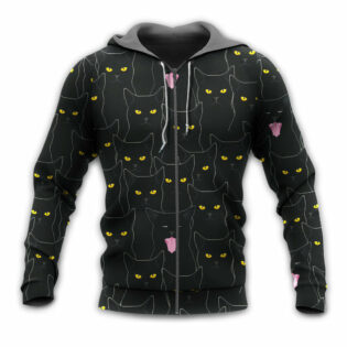 Black Cat Lovely Looking At You - Hoodie - Owl Ohh - Owl Ohh