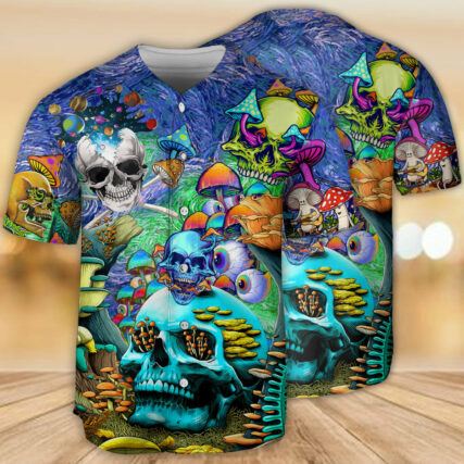 Skull Mushroom - Hippie Die Once Live Forever - Baseball Jersey - Owl Ohh - Owl Ohh