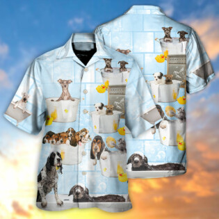 Dog Grooming Shower Happy In Bathroom - Hawaiian Shirt - Owl Ohh - Owl Ohh