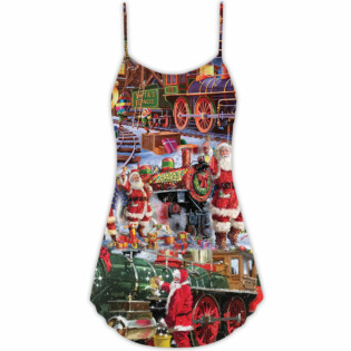 Santa Christmas Snow Village Christmas Spirit Of Giving - V-neck Sleeveless Cami Dress - Owl Ohh - Owl Ohh