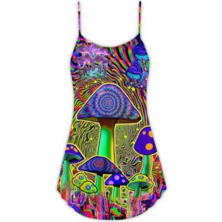 Hippie Mushroom Stunning Magic Style - V-neck Sleeveless Cami Dress - Owl Ohh - Owl Ohh