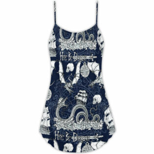 Dragon With Skull Old Ship Sea Life - V-neck Sleeveless Cami Dress - Owl Ohh - Owl Ohh