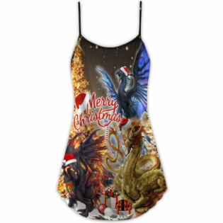 Christmas Love Dragon Stronger Bright - V-neck Sleeveless Cami Dress - Owl Ohh - Owl Ohh