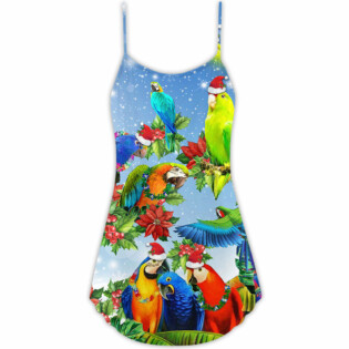 Parrot Couple Merry Christmas - V-neck Sleeveless Cami Dress - Owl Ohh - Owl Ohh