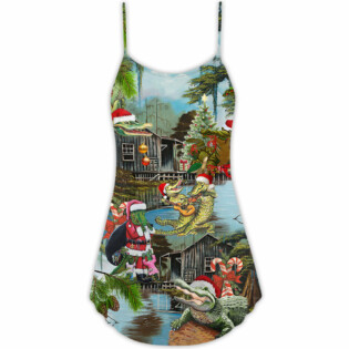 Christmas See You Late Alligator - V-neck Sleeveless Cami Dress - Owl Ohh - Owl Ohh