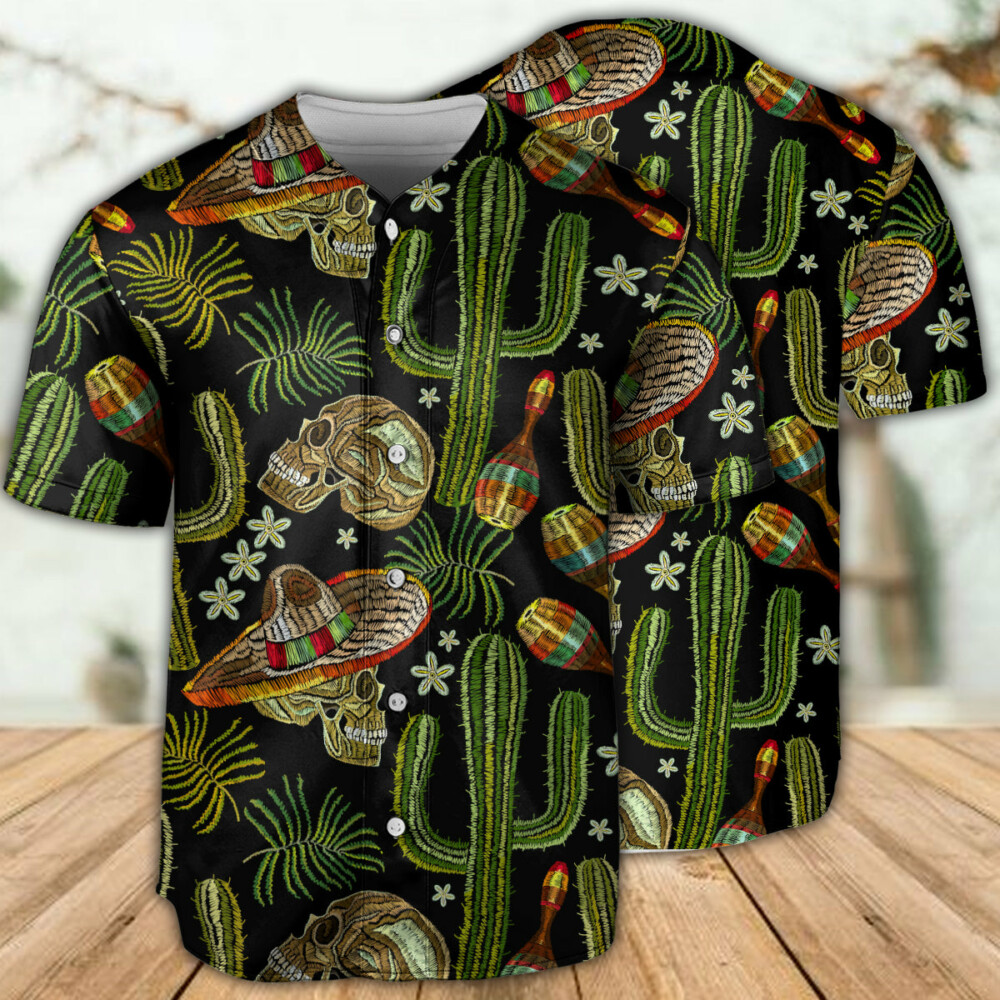 Skull Mexican Black Style - Baseball Jersey - Owl Ohh - Owl Ohh