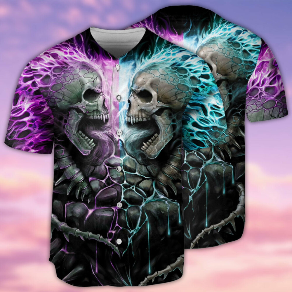Skull Flaming Skull Style - Baseball Jersey - Owl Ohh - Owl Ohh