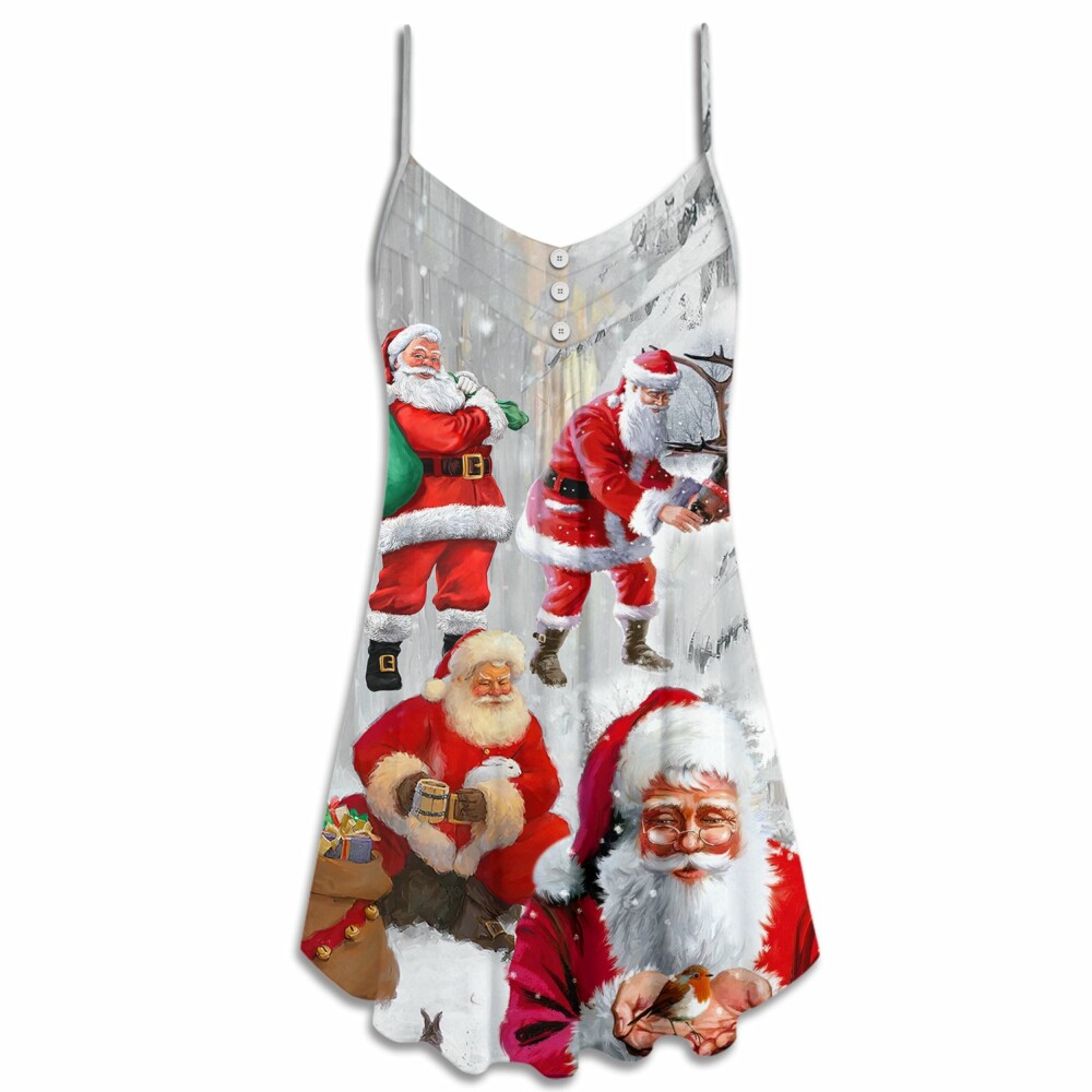 Christmas Santa Claus Story Funny Art Style - V-neck Sleeveless Cami Dress - Owl Ohh - Owl Ohh