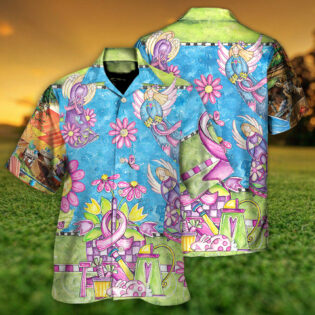 Breast Cancer Courage Angel With Pink Ribbon - Hawaiian Shirt - Owl Ohh - Owl Ohh