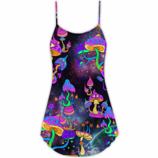 Hippie Mushroom Hippie Life Lover - V-neck Sleeveless Cami Dress - Owl Ohh - Owl Ohh