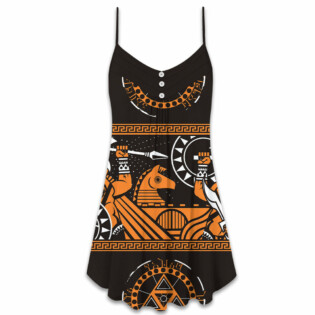 Warrior Spartan Pattern Basic - V-neck Sleeveless Cami Dress - Owl Ohh - Owl Ohh