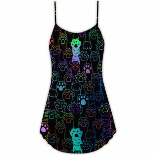 Cat Cutie Little Paw - V-neck Sleeveless Cami Dress - Owl Ohh - Owl Ohh