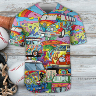 Hippie Bus Art Freeway Life - Baseball Jersey - Owl Ohh - Owl Ohh