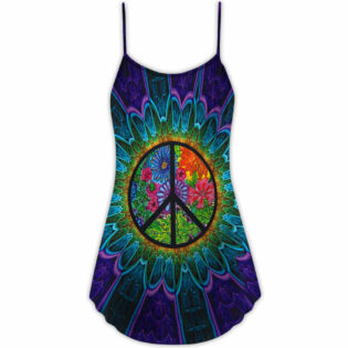 Hippie Sign Style Lover Hippie - V-neck Sleeveless Cami Dress - Owl Ohh - Owl Ohh