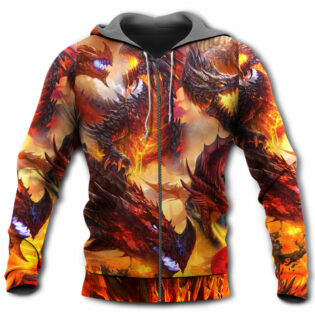 Dragon Red Skull Fire Art Style - Hoodie - Owl Ohh - Owl Ohh