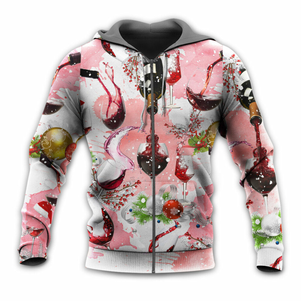 Christmas Wine Drinking A Glass Of Fine Wine - Hoodie - Owl Ohh - Owl Ohh