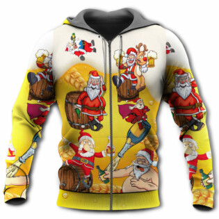 Christmas Santa Claus Drunk Beer Funny Troll Xmas - Hoodie - Owl Ohh - Owl Ohh