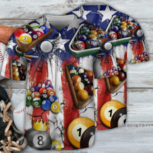 Billiard Independence Day American Flag - Baseball Jersey - Owl Ohh - Owl Ohh