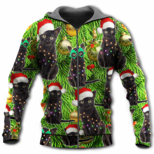 Black Cat Christmas Merry Xmas - Hoodie - Owl Ohh - Owl Ohh