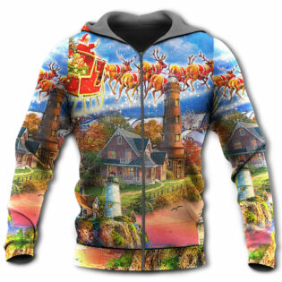 Lighthouse Christmas Shine Your Light In Storm And Darkness - Hoodie - Owl Ohh - Owl Ohh