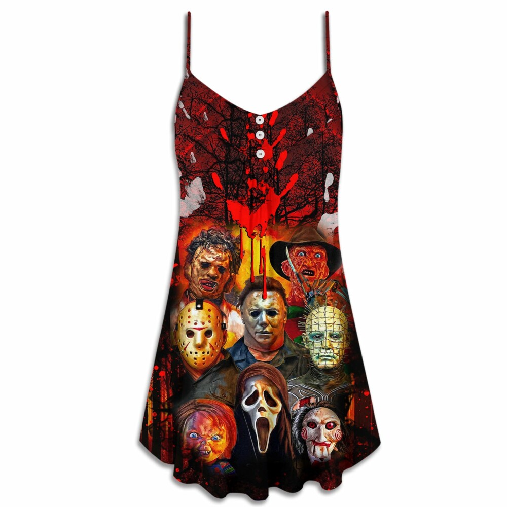 Halloween Horror Movie Characters Blood Scary - V-neck Sleeveless Cami Dress - Owl Ohh - Owl Ohh