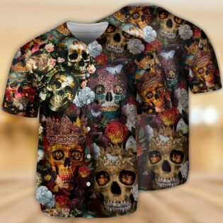 Skull Queen Love Flowers - Baseball Jersey - Owl Ohh - Owl Ohh