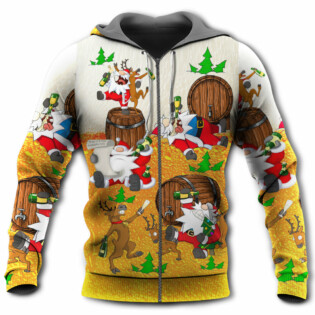 Christmas Santa Claus Drunk Beer Funny Happy Xmas - Hoodie - Owl Ohh - Owl Ohh