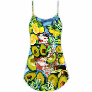 Avocado Xmas Santa Merry Christmas Snow - V-neck Sleeveless Cami Dress - Owl Ohh - Owl Ohh